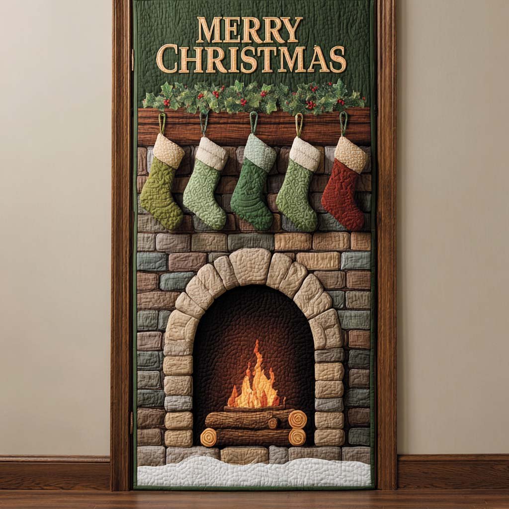 Teal Winter Hearth Quilted Door Curtain printed door curtain