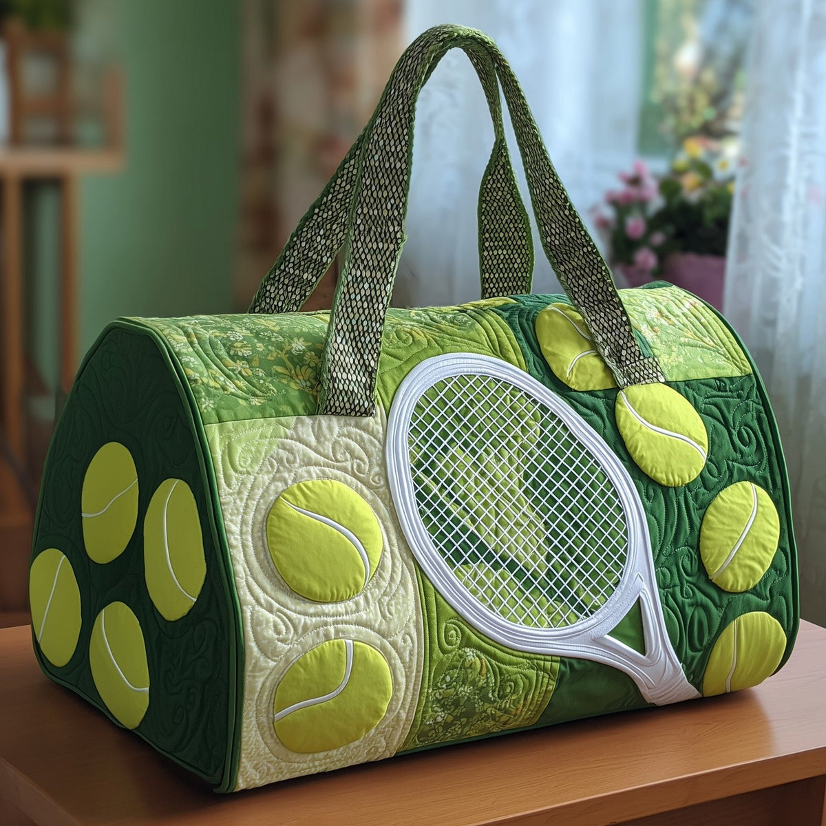 Tennis Time Quilted Duffle Bag printed duffle bag
