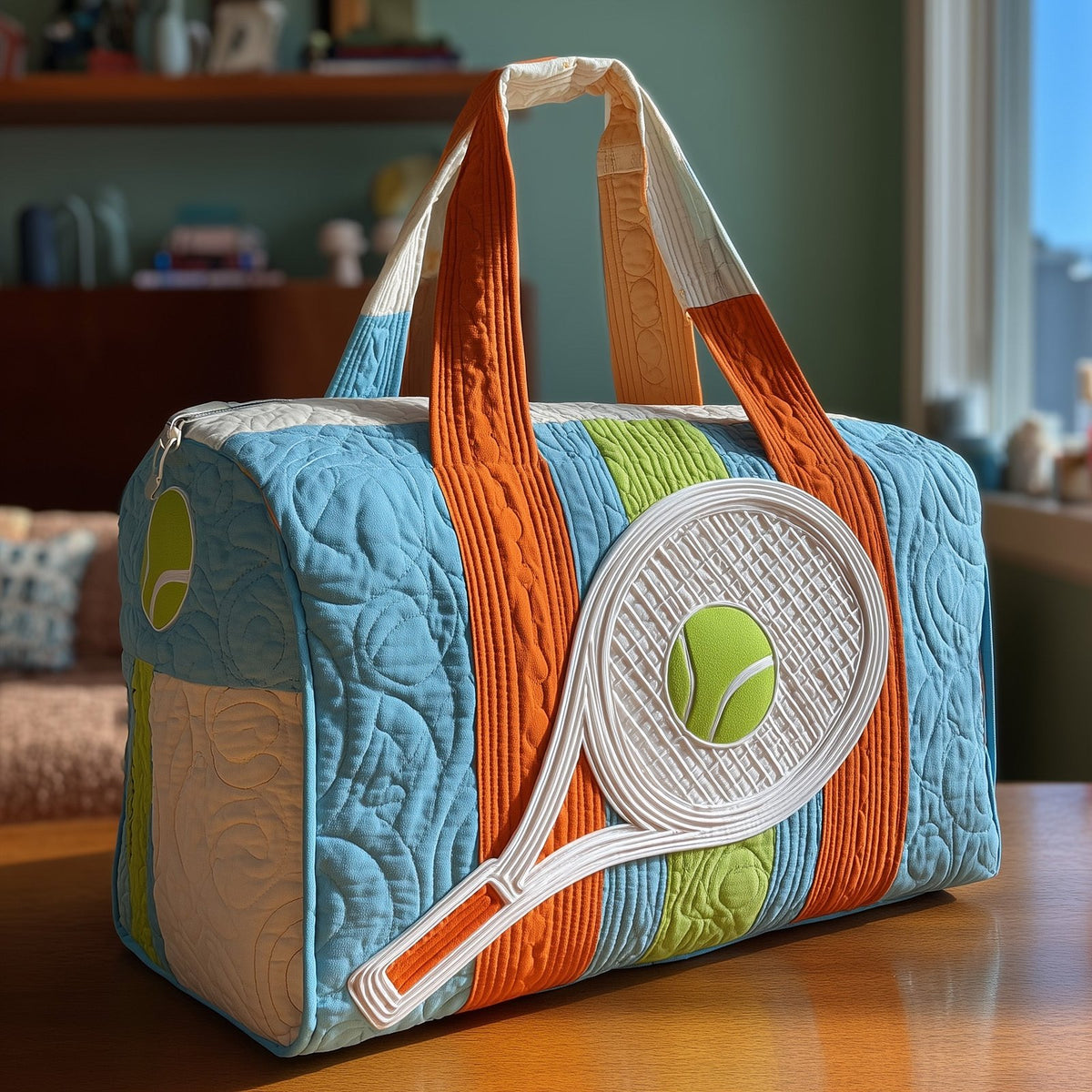 Tennis Time Quilted Duffle Bag printed duffle bag