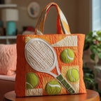 Tennis Time Quilted Tote Bag printed tote bag