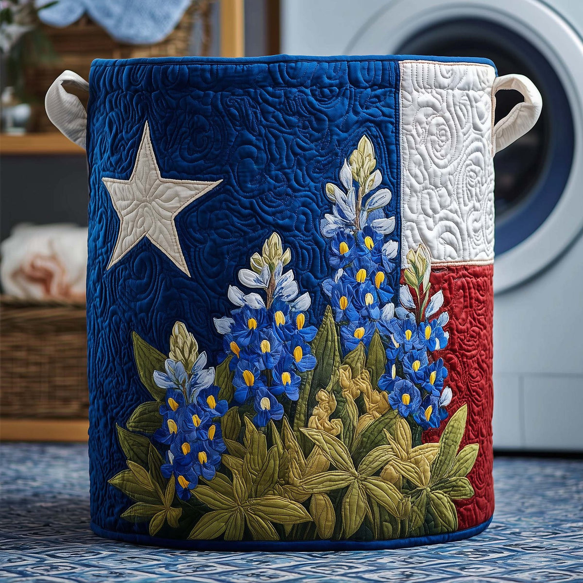 Texas Bloom Quilted Laundry Hamper printed laundry hamper