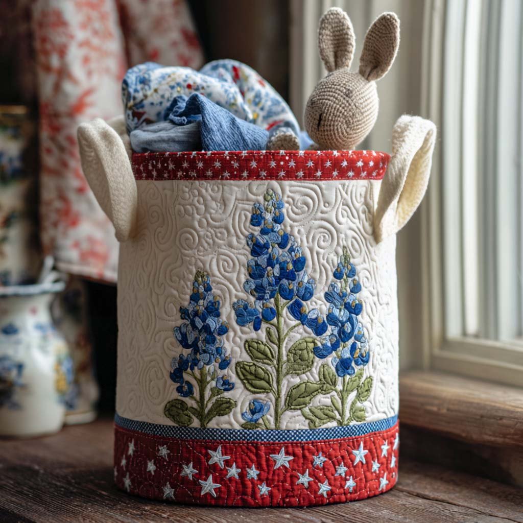 Texas Bloom Trail Quilted Laundry Hamper printed laundry hamper