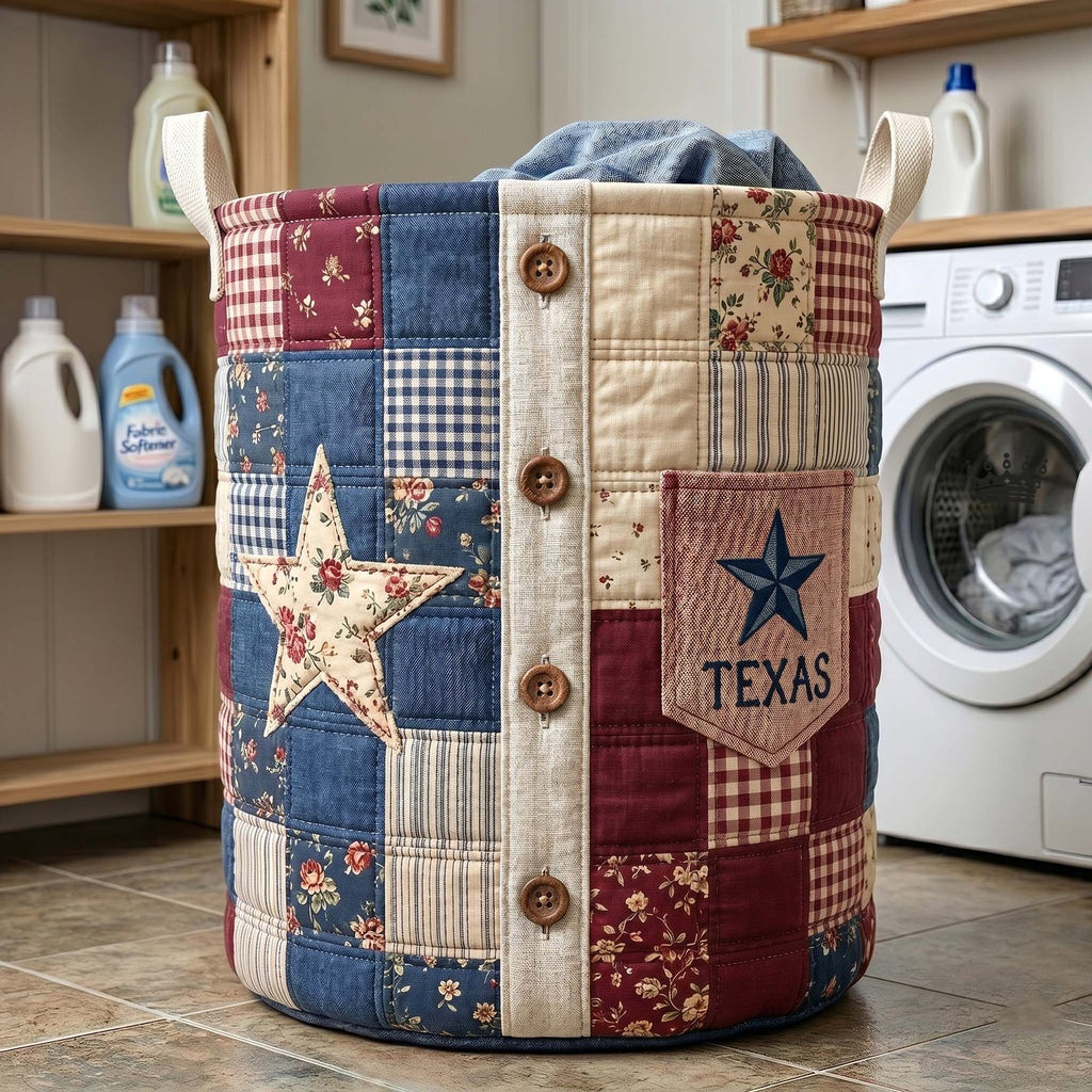 Texas Pride Quilted Laundry Hamper printed laundry hamper