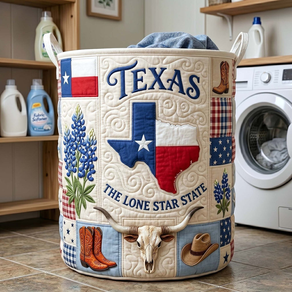 Texas Pride Quilted Laundry Hamper printed laundry hamper