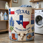 Texas Pride Quilted Laundry Hamper printed laundry hamper