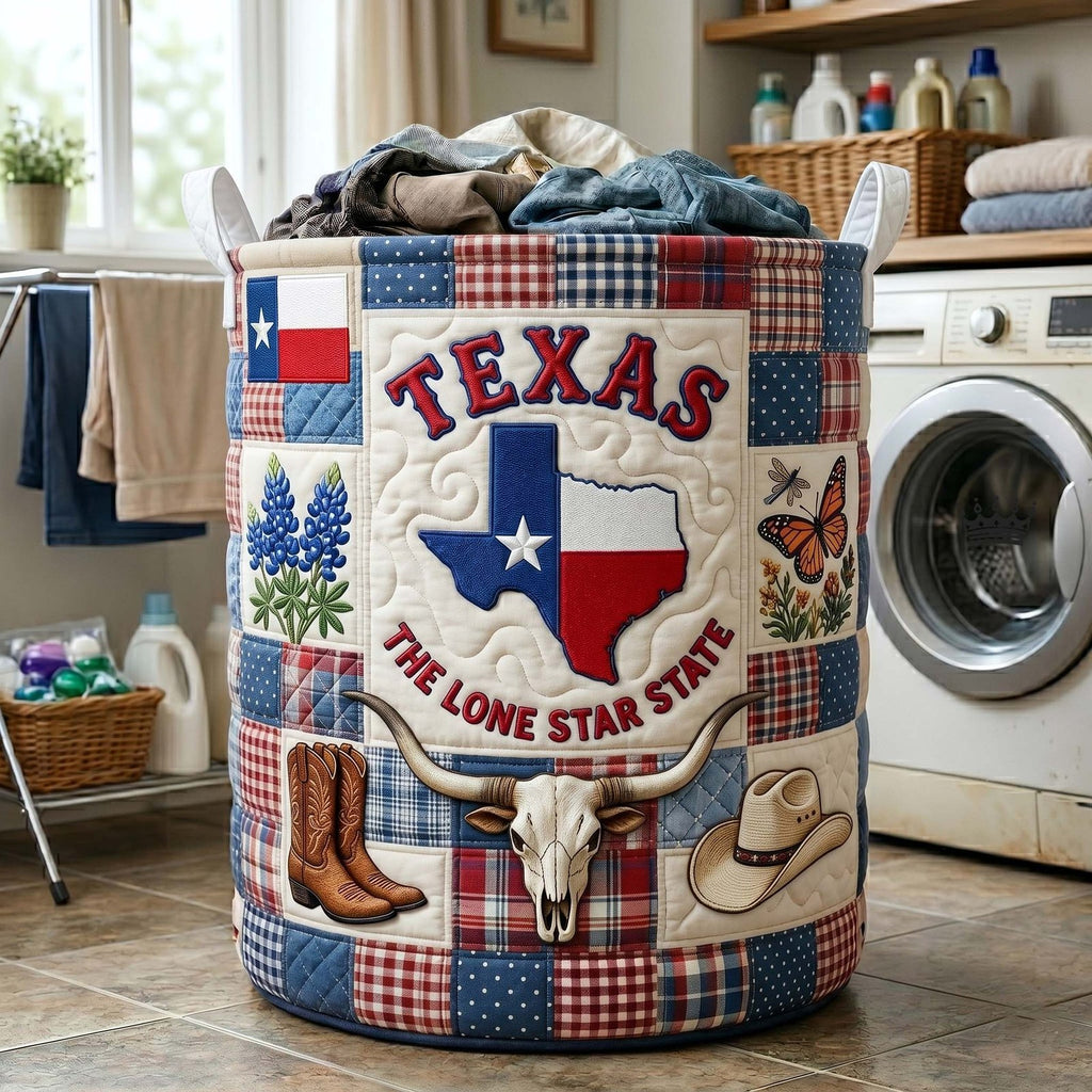 Texas Pride Quilted Laundry Hamper printed laundry hamper