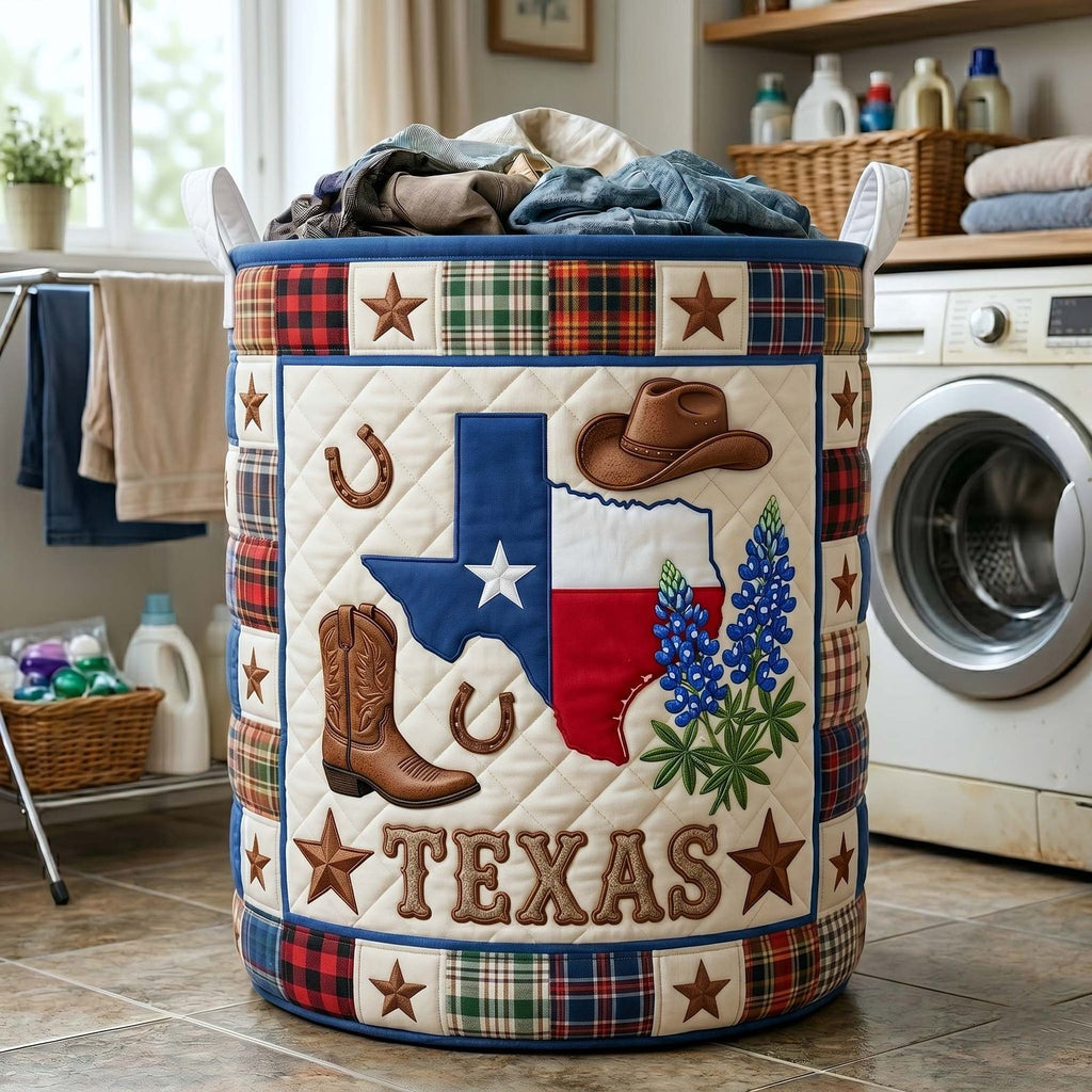 Texas Pride Quilted Laundry Hamper printed laundry hamper