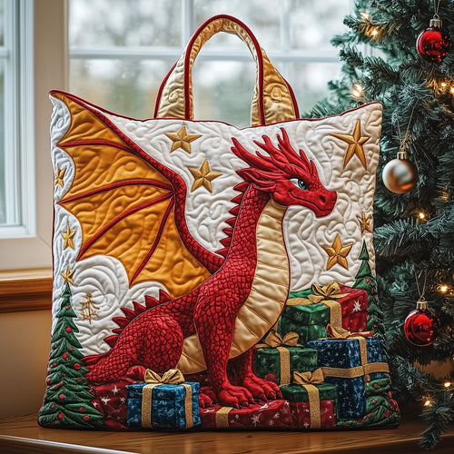 The Christmas Dragon Quilted Tote Bag