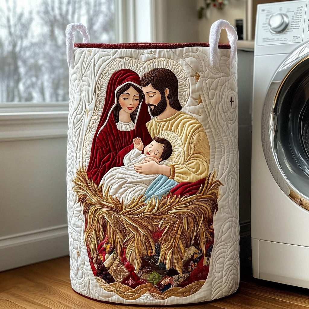 The Holy Family Quilted Laundry Hamper printed laundry hamper