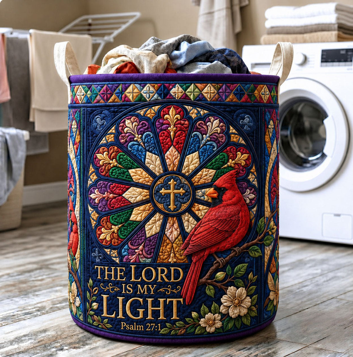 The Lord Is My Light Quilted Laundry Hamper printed laundry hamper