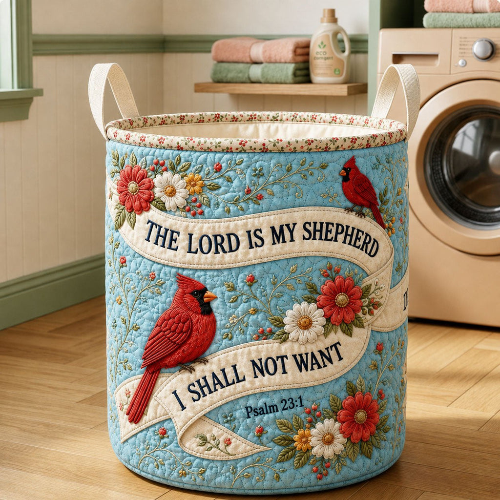 The Lord Is My Shepherd Quilted Laundry Hamper printed laundry hamper