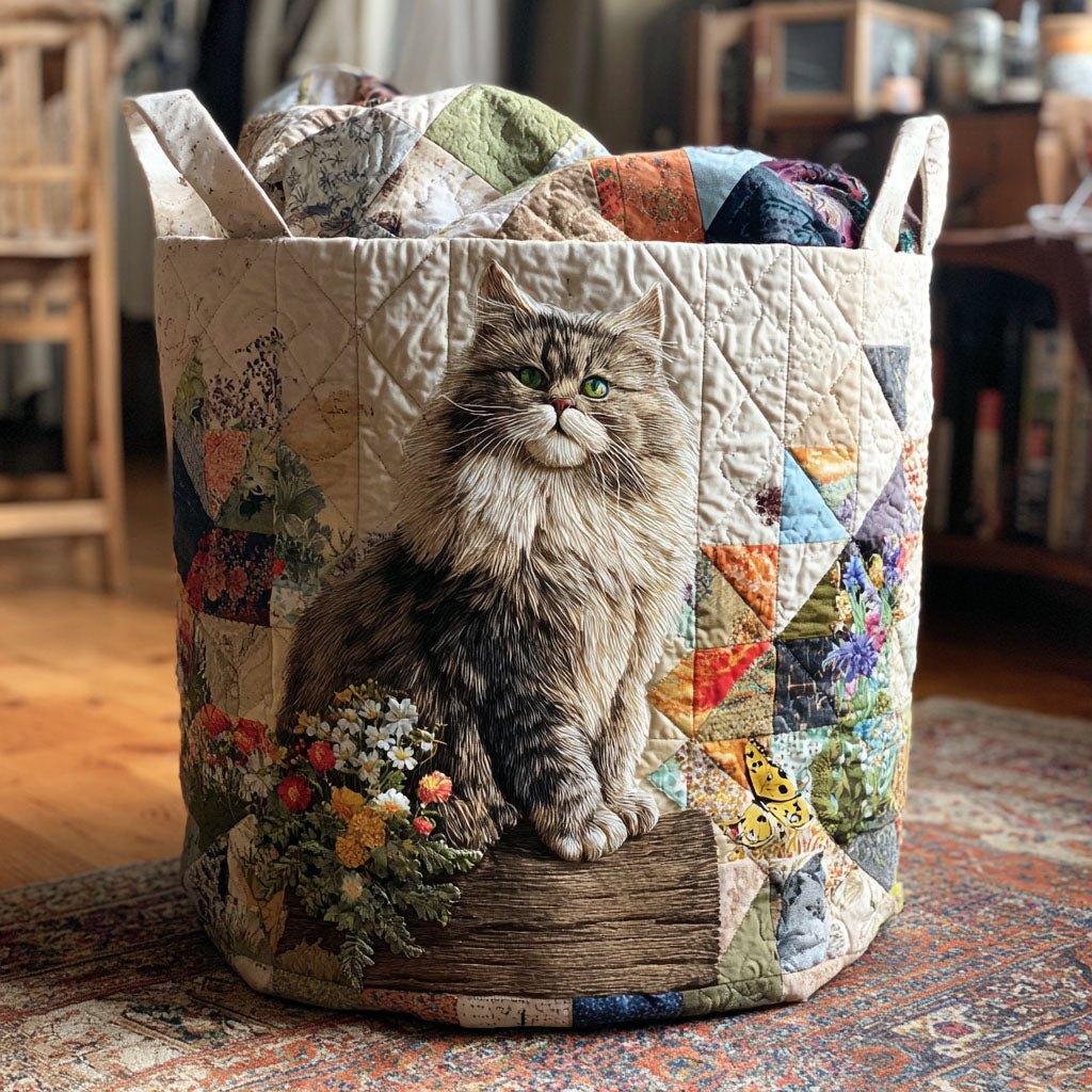 The Whisker Crew Quilted Laundry Hamper printed laundry hamper