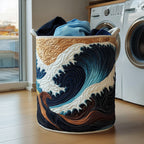 Tidal Waves Quilted Laundry Hamper printed laundry hamper
