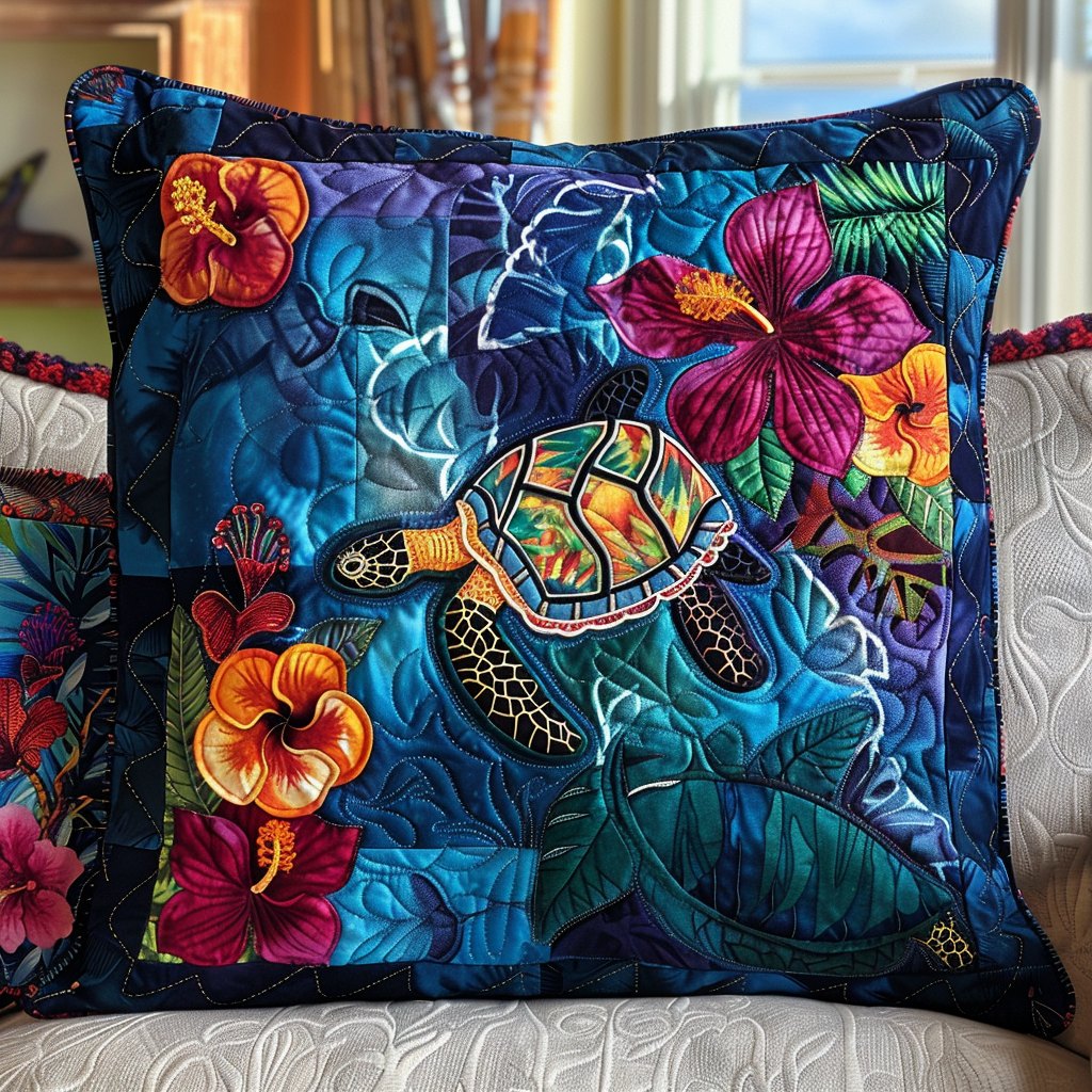 Tidepool Treasures Quilted Cushion Cover printed cushion cover