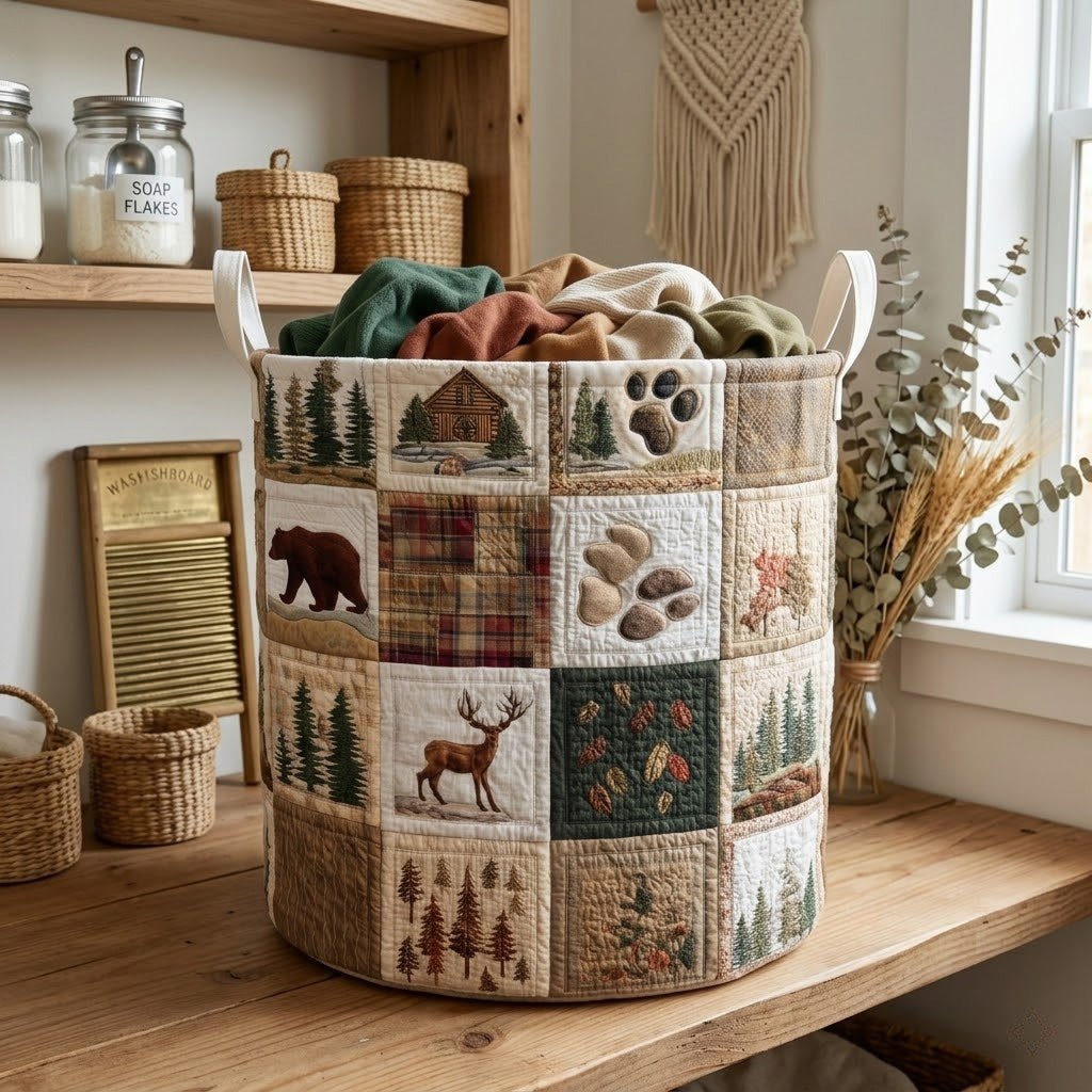 Timber Buck Quilted Laundry Hamper printed laundry hamper