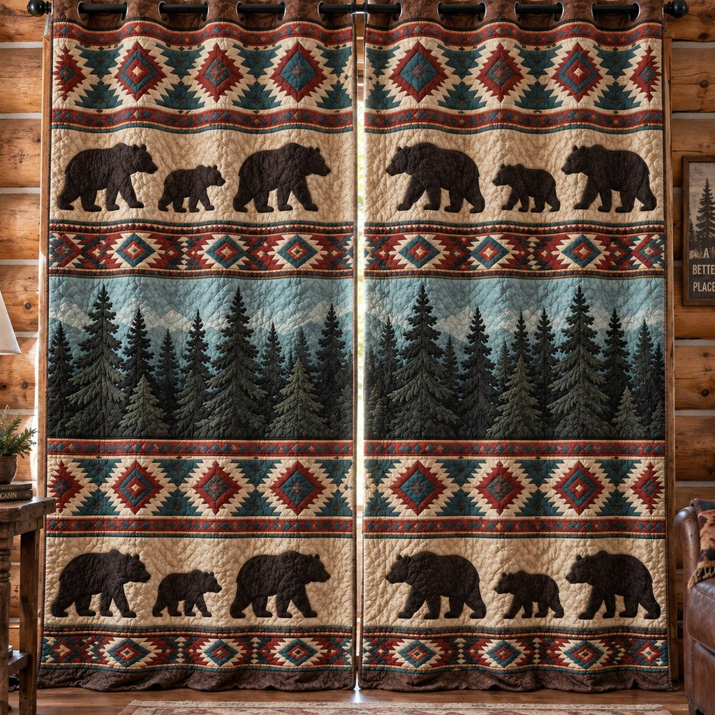 Timberline Bear Roam Quilted Curtains printed door curtain