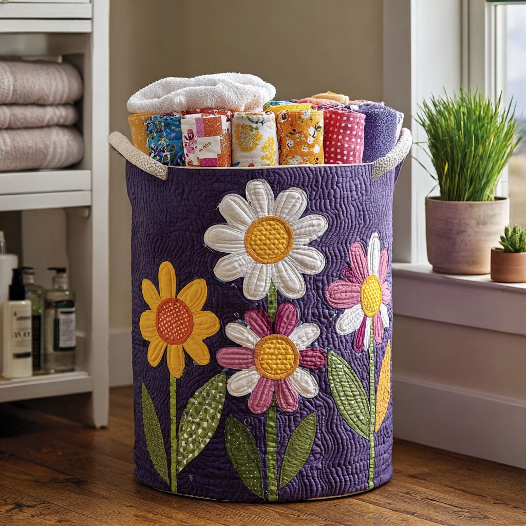 Timeless Blooming Quilted Laundry Hamper printed laundry hamper