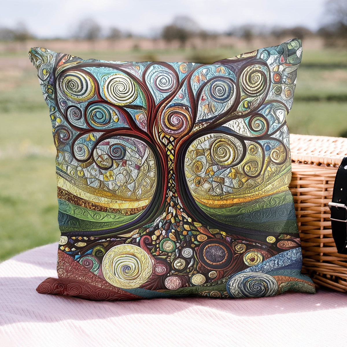 Timeless Growth Quilted Cushion Cover printed cushion cover