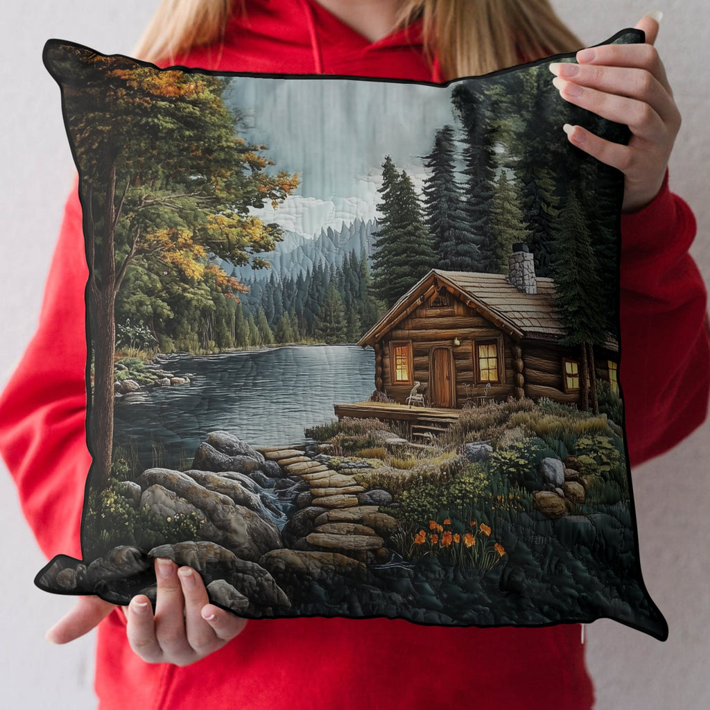 Timeless Log Cabin Quilted Cushion Cover printed cushion cover