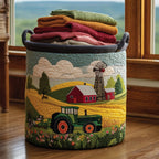 Tractor Dream Quilted Laundry Hamper printed laundry hamper