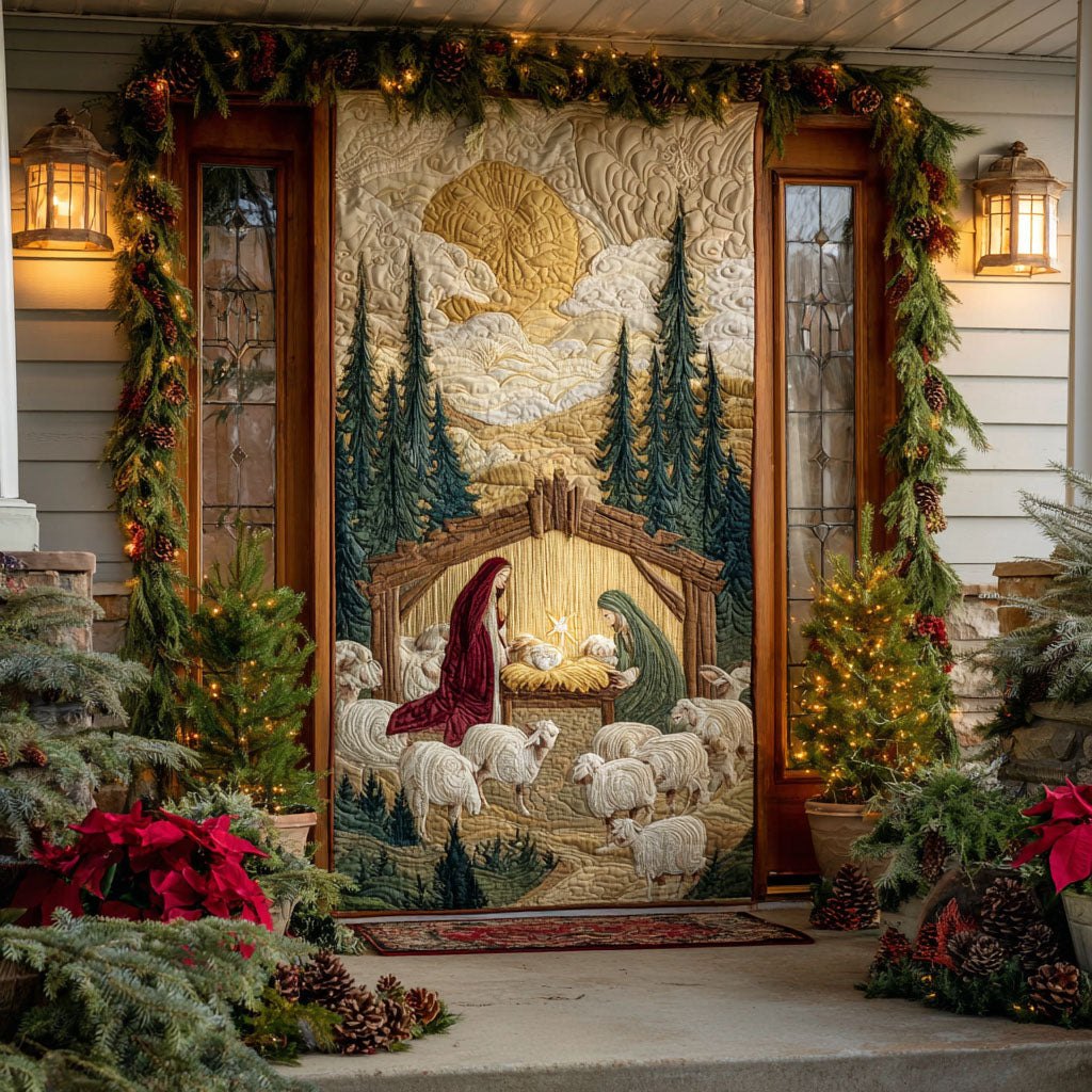 Tranquil Manger Quilted Door Curtain printed door curtain