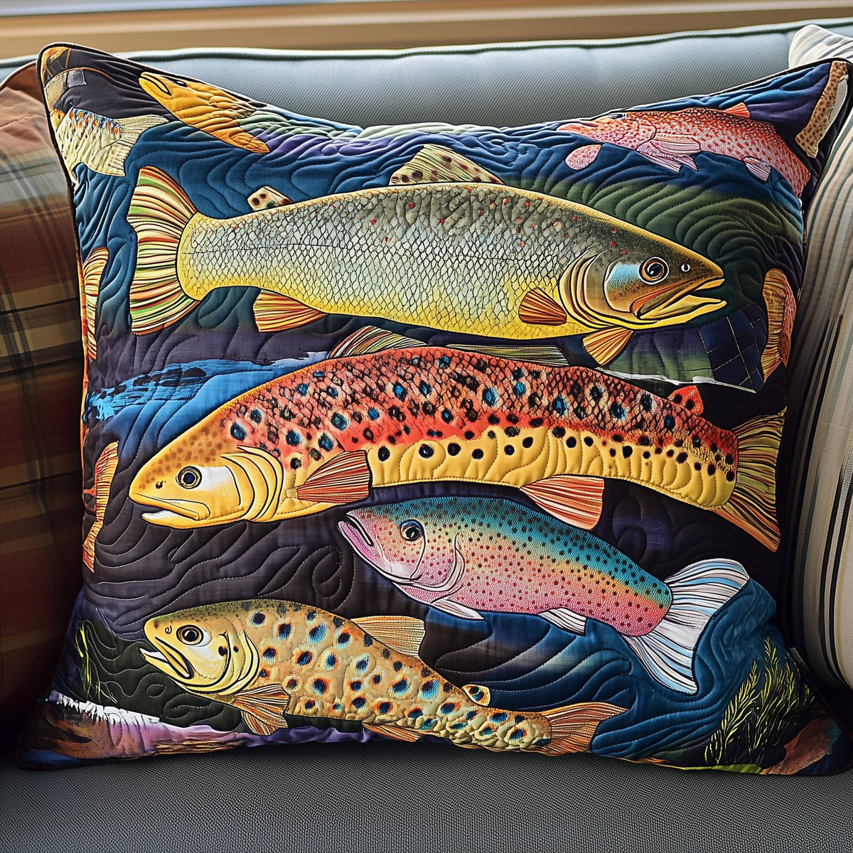 Treasuresfish Quilted Cushion Cover printed cushion cover