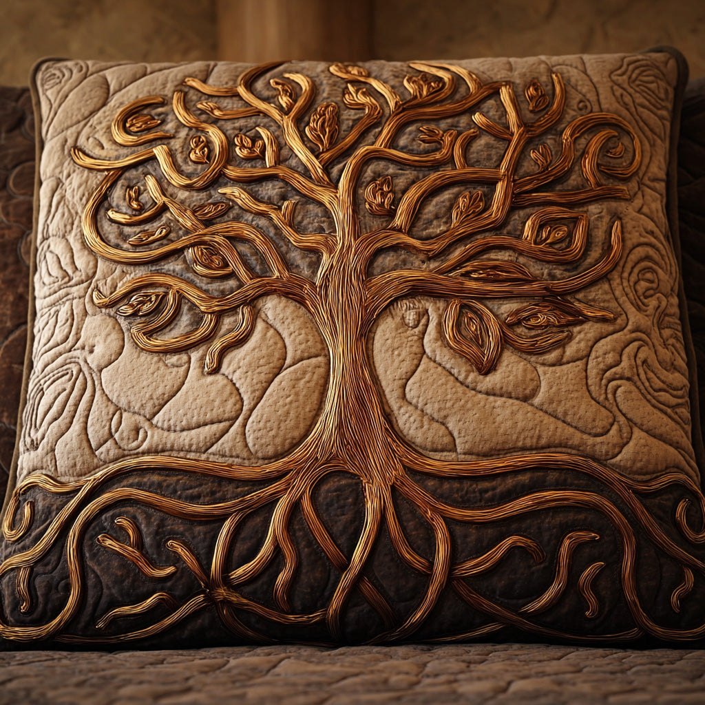 Tree of Harmony Quilted Cushion Cover printed cushion cover