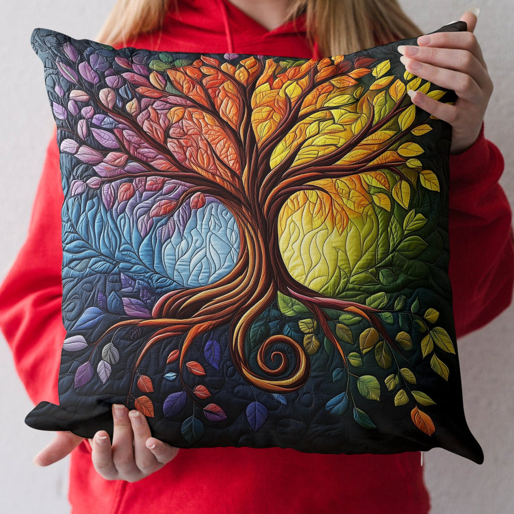 Tree of Harmony Quilted Cushion Cover printed cushion cover