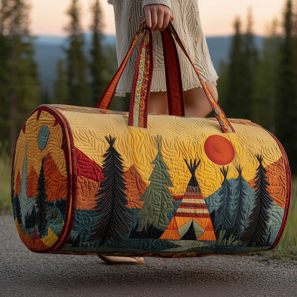 Tribal Comfort Quilted Duffle Bag printed duffle bag