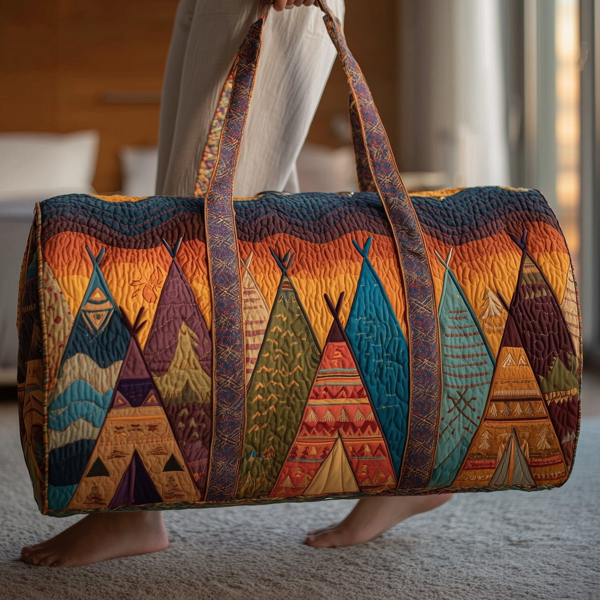 Tribal Comfort Quilted Duffle Bag printed duffle bag