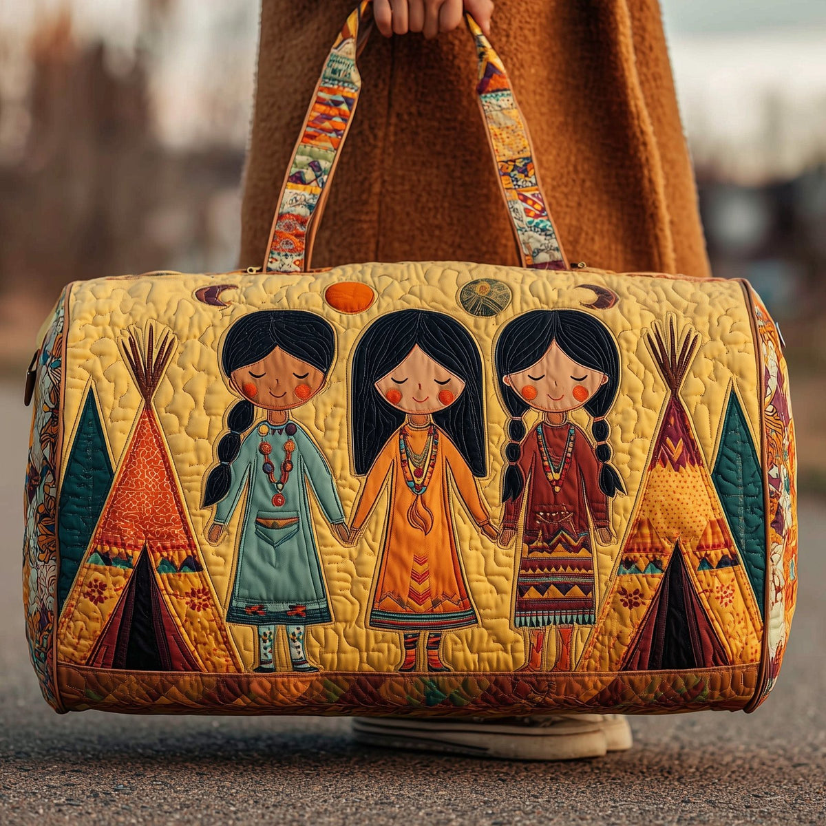 Tribal Comfort Quilted Duffle Bag printed duffle bag