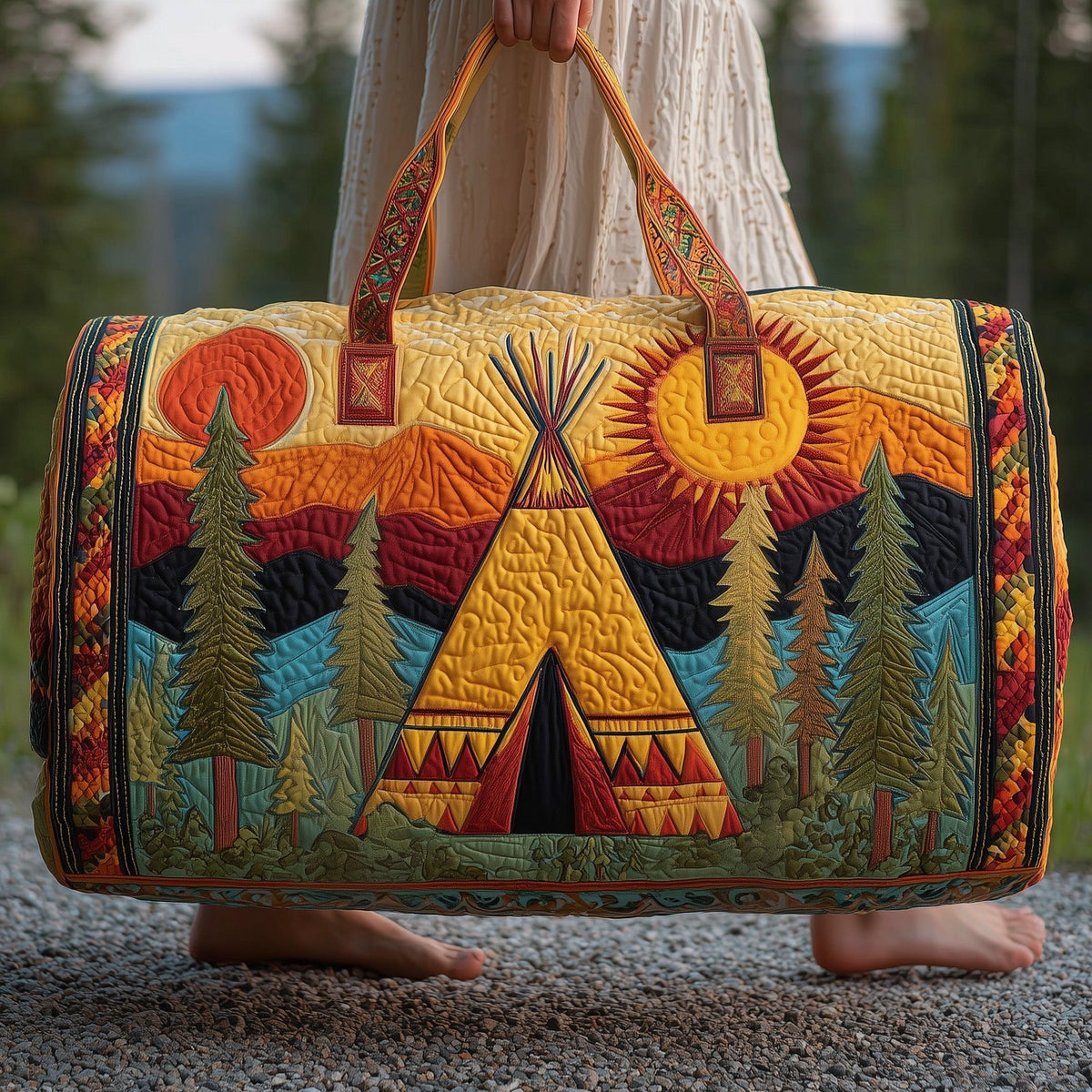 Tribal Comfort Quilted Duffle Bag printed duffle bag