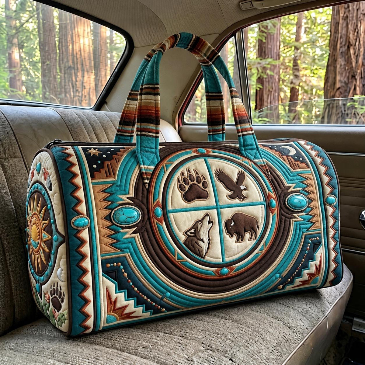 Tribal Heritage Quilted Duffle Bag printed duffle bag