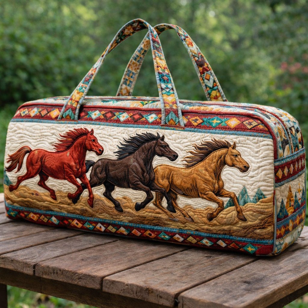 Tribal Horse Motion Quilted Duffle Bag printed duffle bag