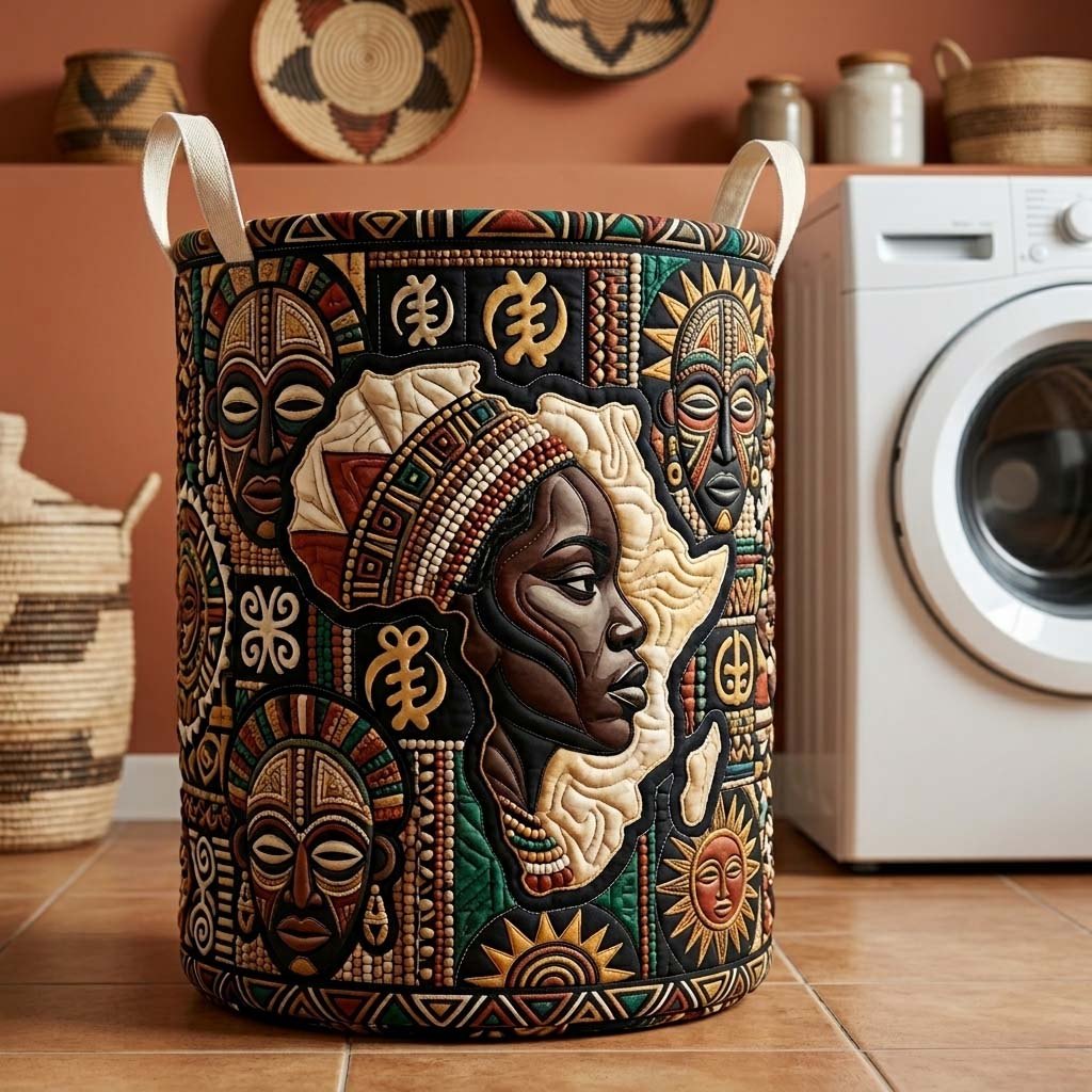Tribal Legacy Quilted Laundry Hamper printed laundry hamper