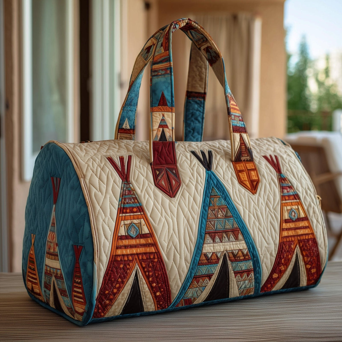 Tribal Spirit Quilted Duffle Bag printed duffle bag