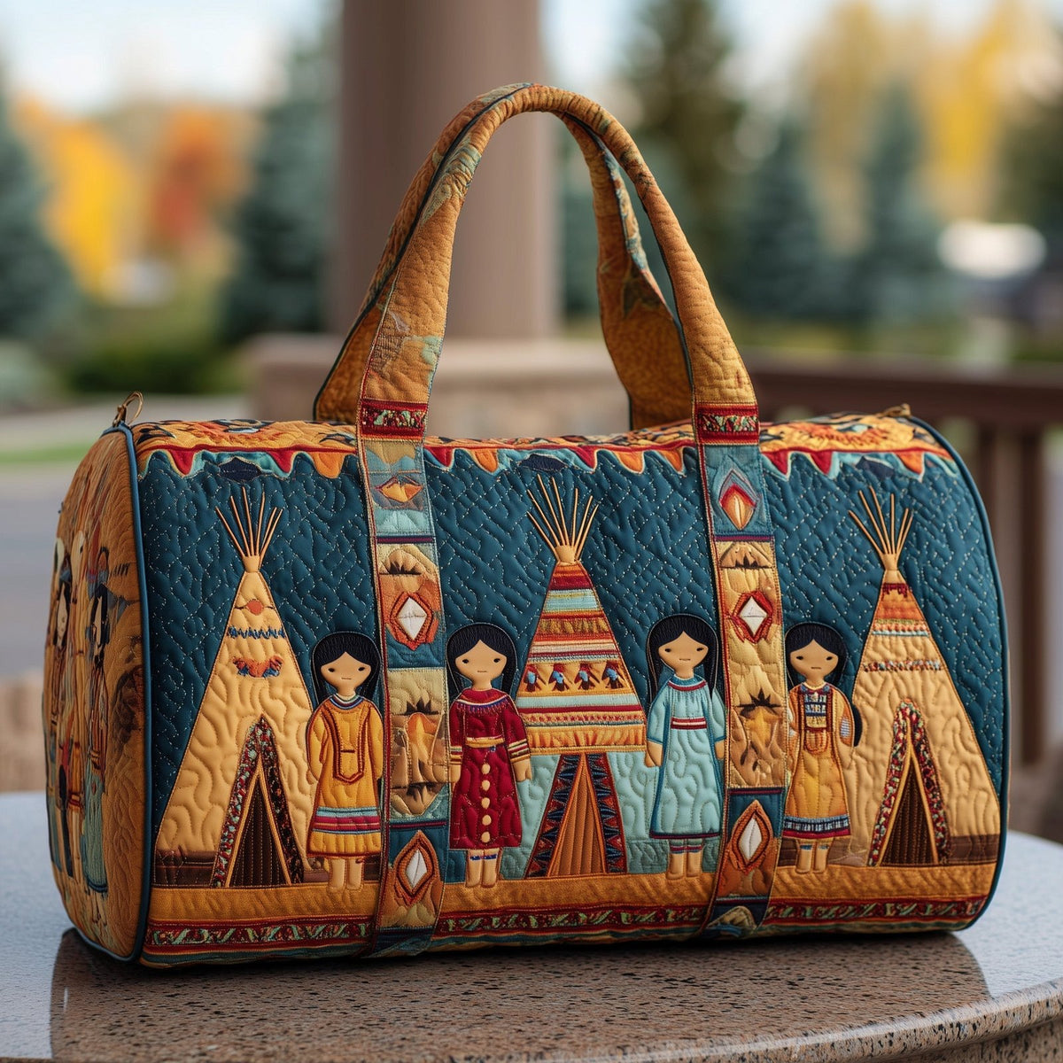 Tribal Spirit Quilted Duffle Bag printed duffle bag