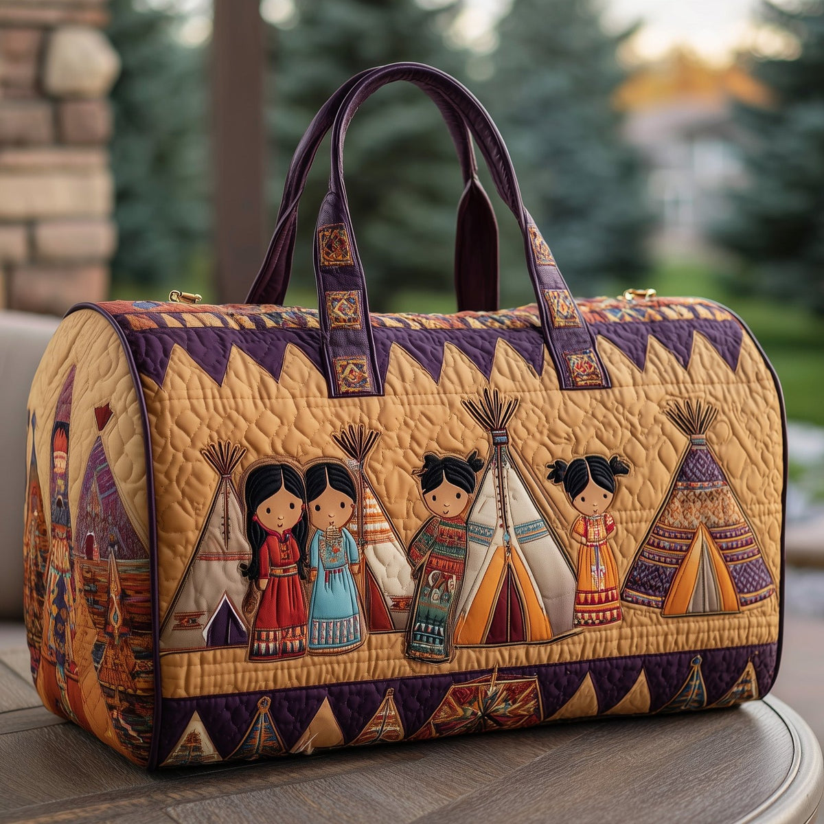 Tribal Spirit Quilted Duffle Bag printed duffle bag
