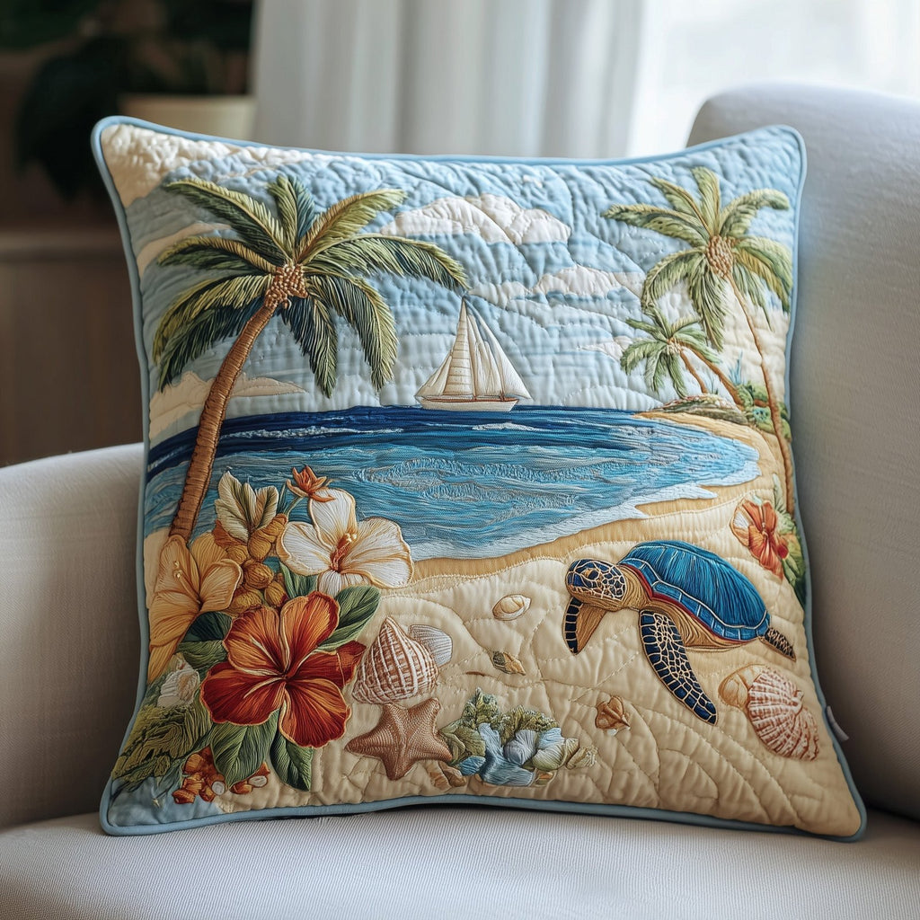 Tropical Beach Quilted Cushion Cover printed cushion cover
