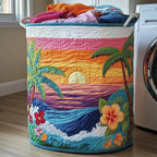 Tropical Beach Quilted Laundry Hamper printed laundry hamper