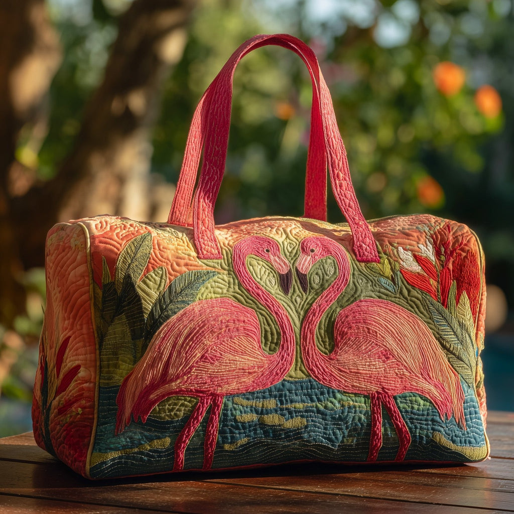 Tropical Flamingo Quilt Duffle Bag printed duffle bag