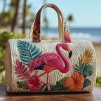 Tropical Flamingo Quilted Duffle Bag printed duffle bag