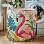 Tropical Flamingo Quilted Laundry Hamper printed laundry hamper