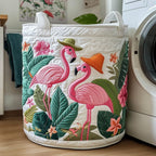 Tropical Flamingo Quilted Laundry Hamper printed laundry hamper