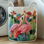 Tropical Flamingo Quilted Laundry Hamper printed laundry hamper