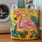 Tropical Flamingo Quilted Laundry Hamper printed laundry hamper