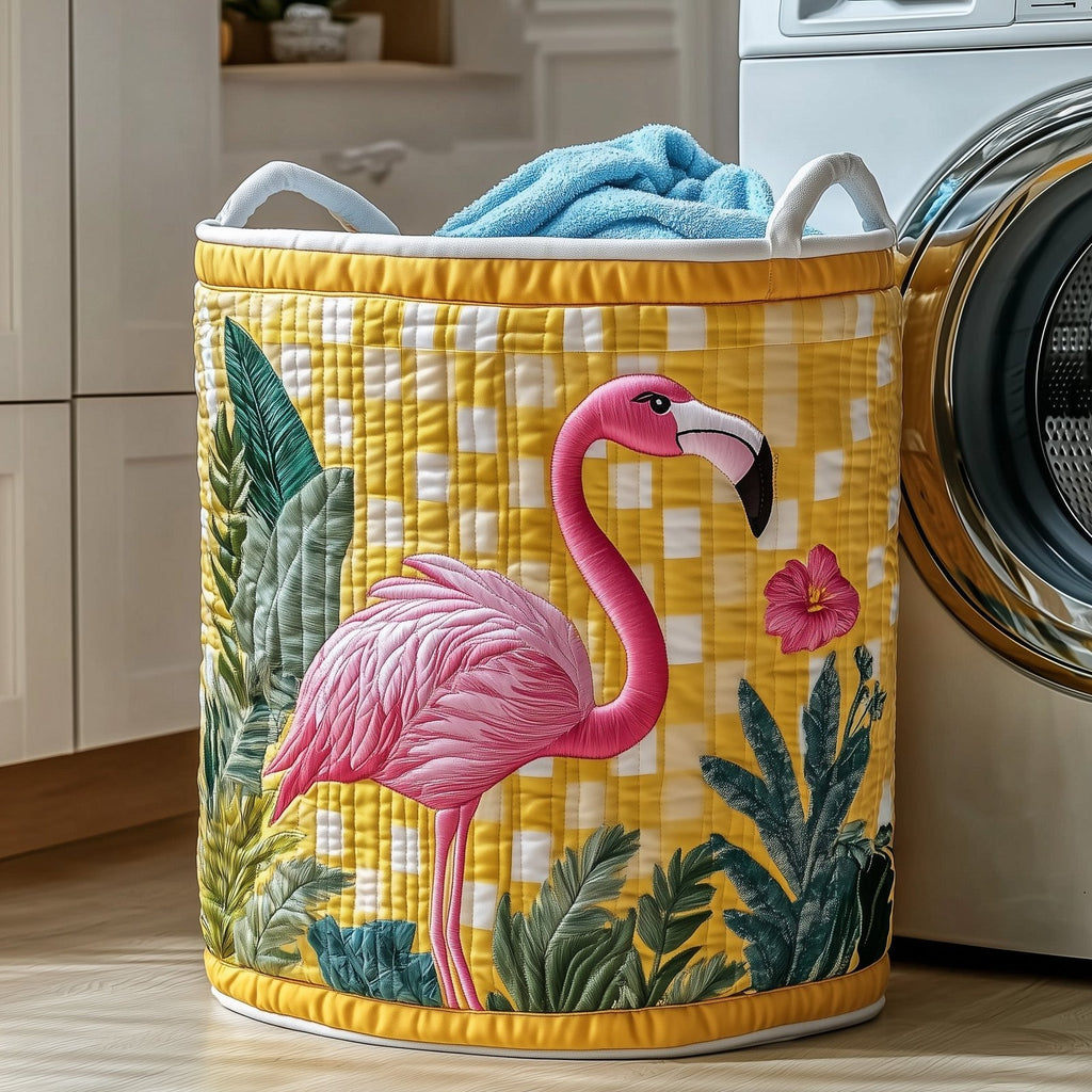 Tropical Flamingo Quilted Laundry Hamper printed laundry hamper