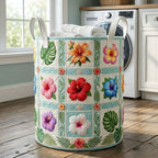 Tropical Flowers Quilted Laundry Hamper printed laundry hamper