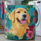 Tropical Golden Quilted Laundry Hamper printed laundry hamper