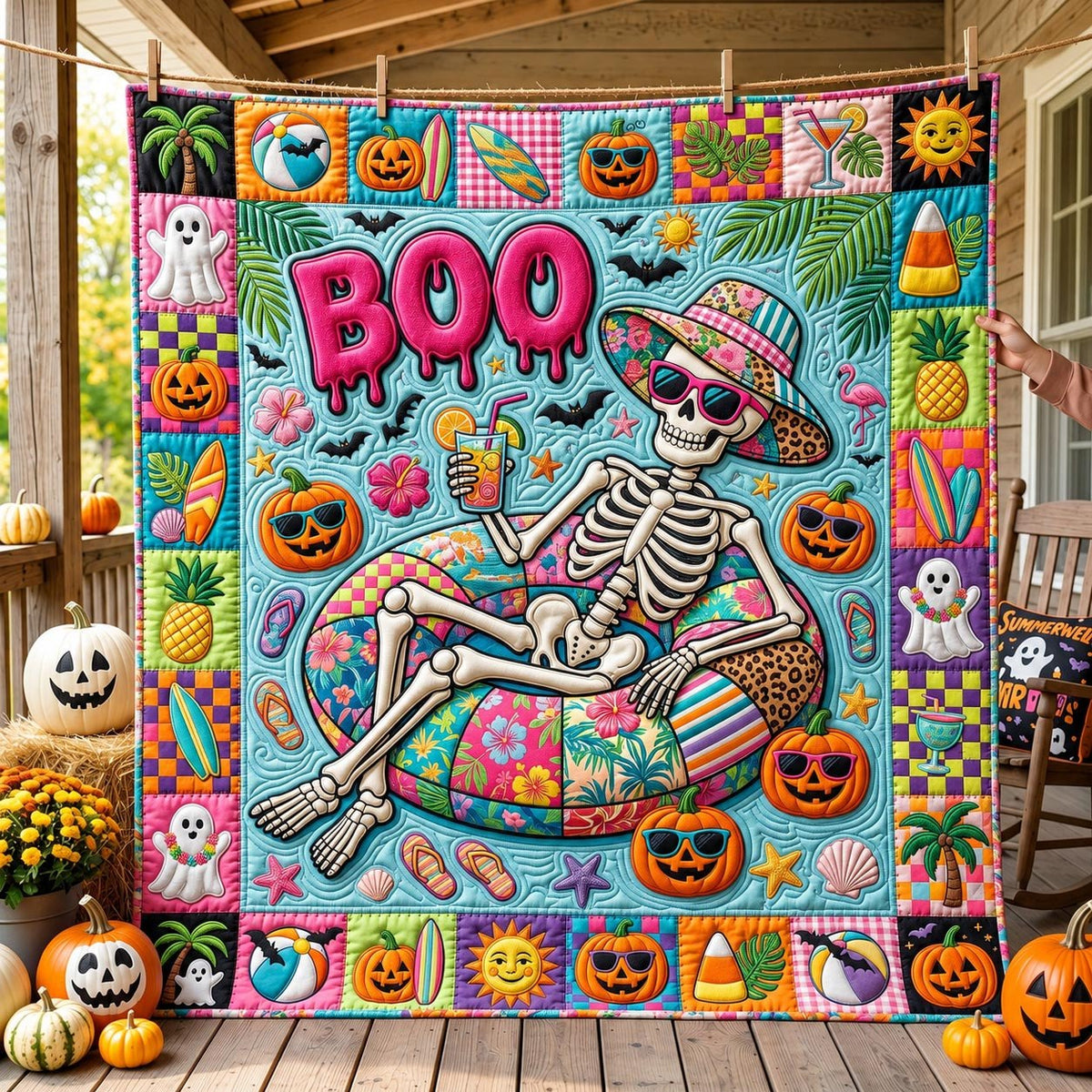 Tropical Haunt Quilted Blanket printed blanket